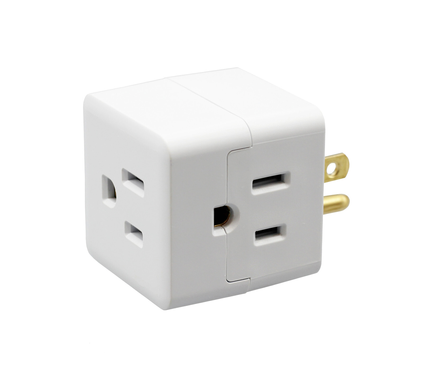 3 Outlet Wall Adapter Travel Cube – Grounder Splitter Turns 1 Plug to 3 – 3 Pack