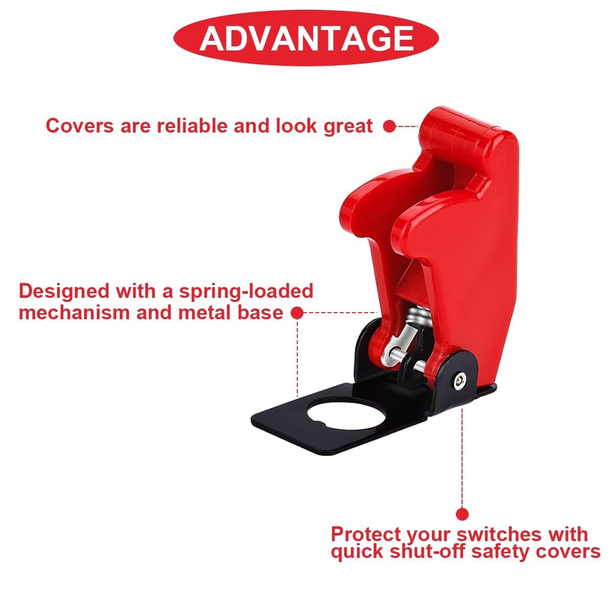Versatile 12mm Red Plastic Toggle Switch Caps – Waterproof & Dustproof Pack of 3