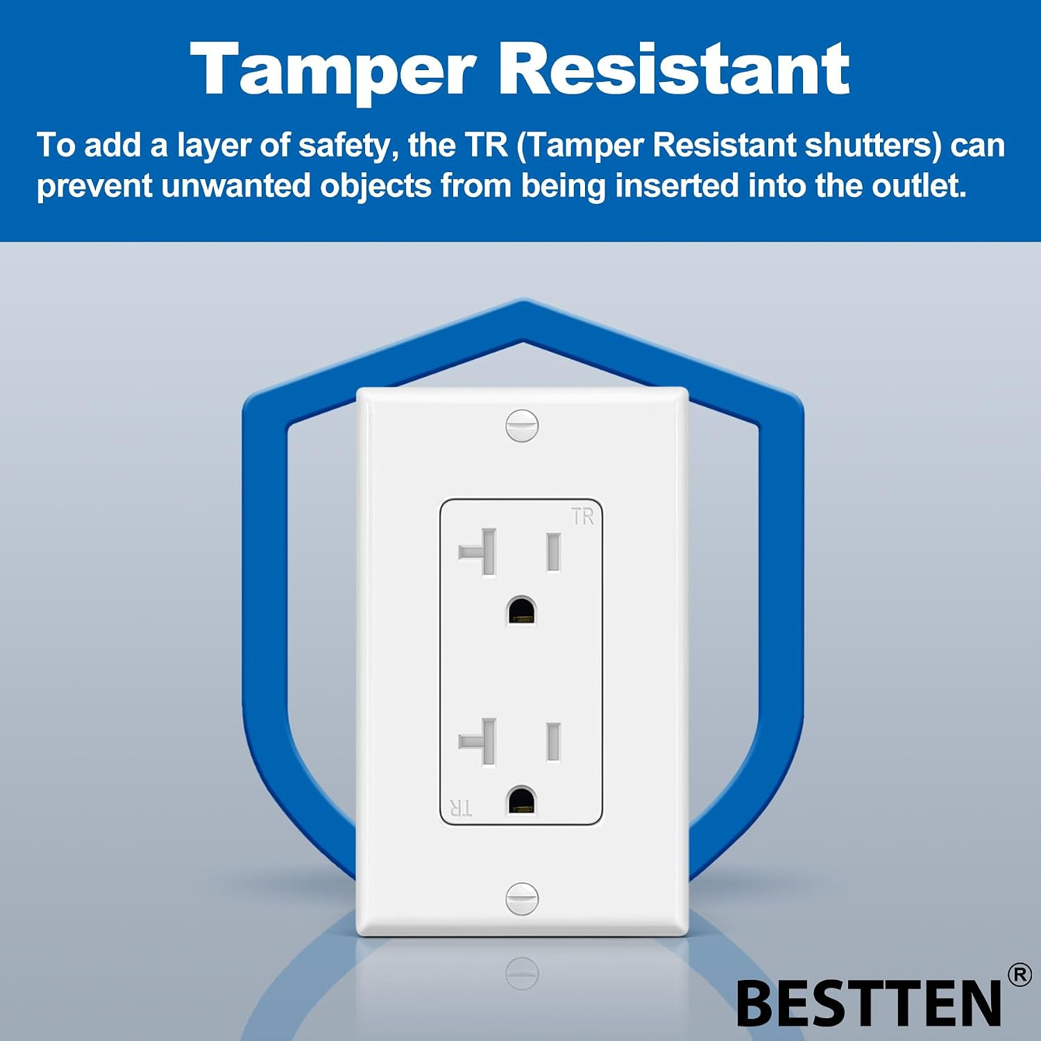 50 Pack 20 Amp Outlet, Tamper-Resistant (TR) Standard Electrical Wall Outlet, UL