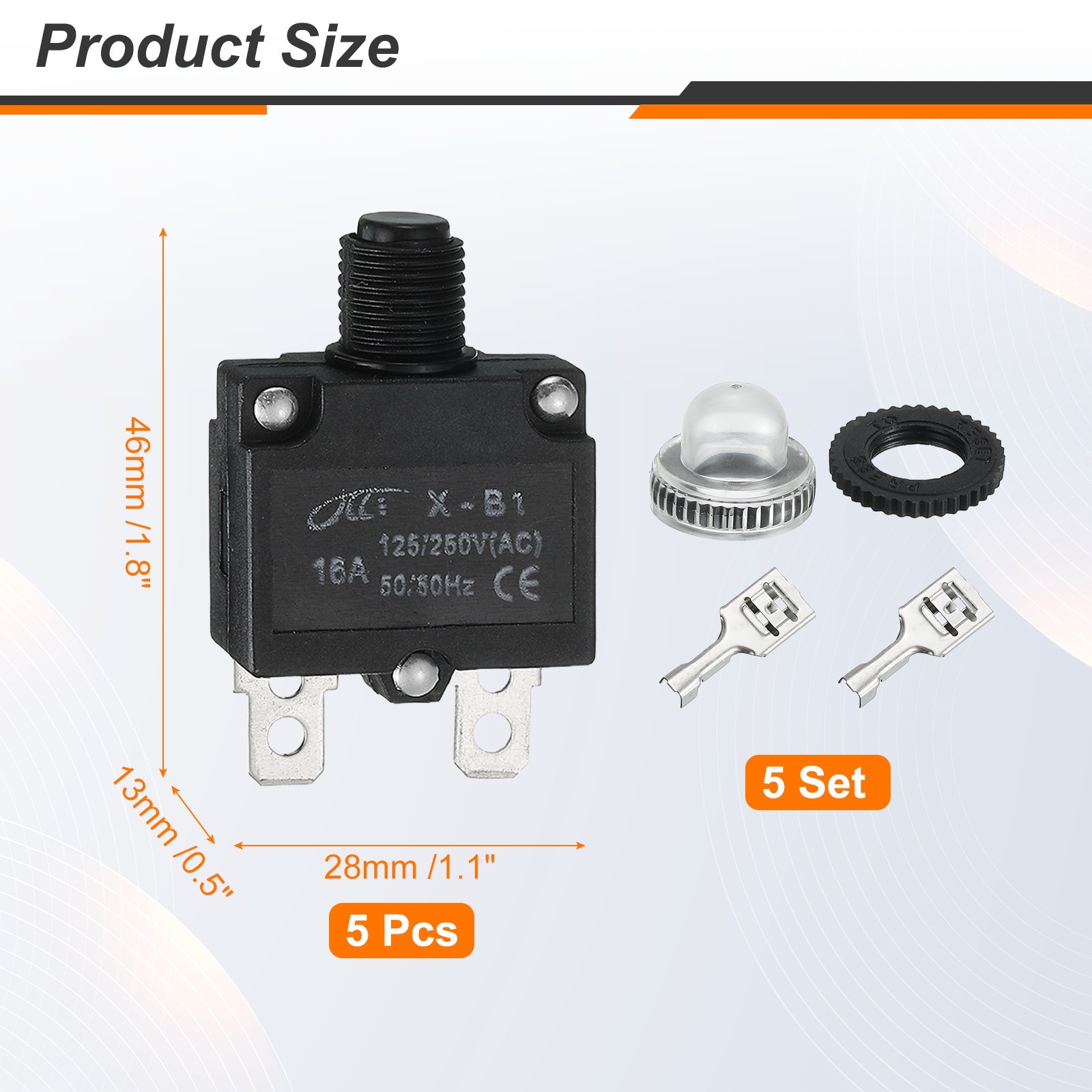 2 Pack X-B1 16Amp Circuit Breaker Manual Reset Push Button Overload Protector