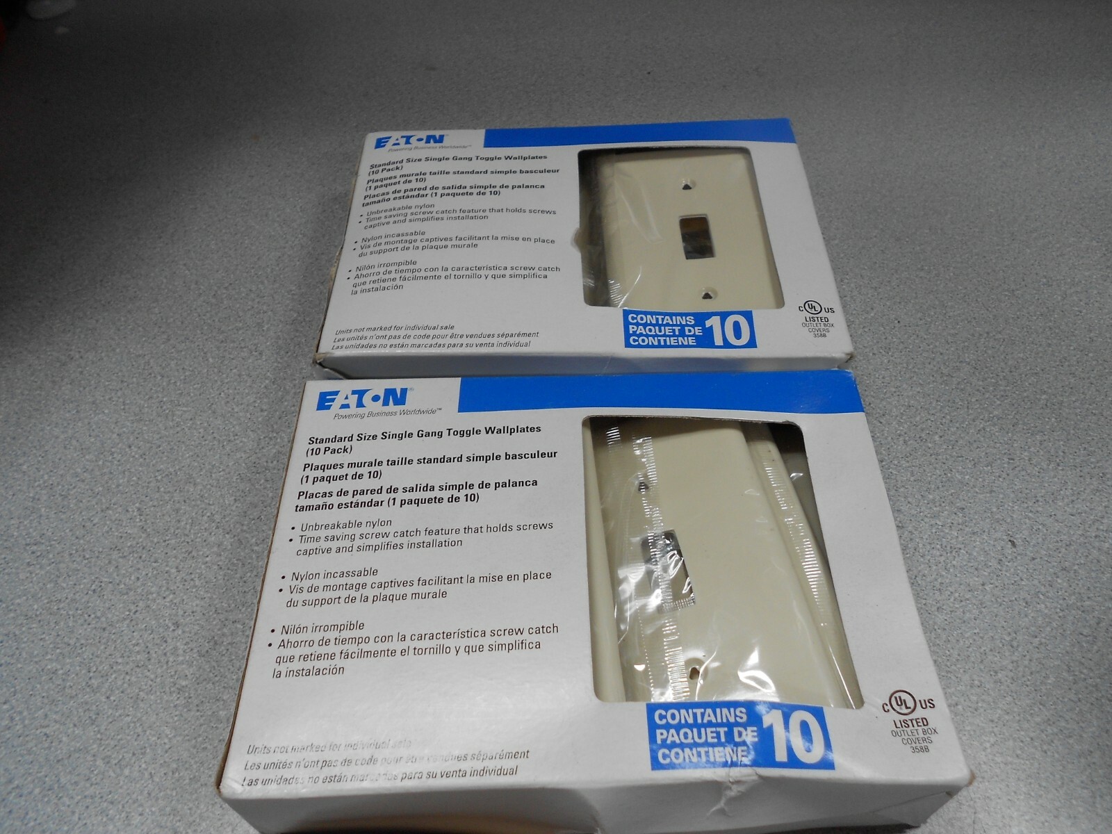 Eaton 10-Pack 1-Gang Light Almond Single Toggle Wall Plate lot of 2