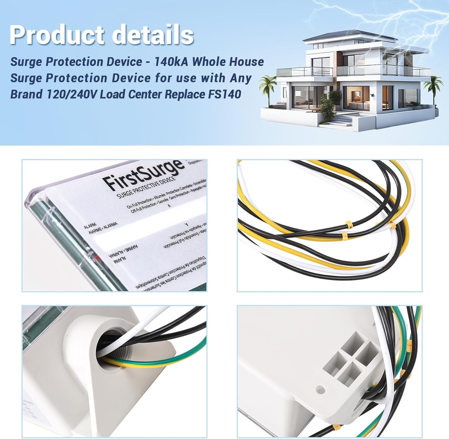 Surge Protection Device – 140Ka Whole House Surge Protection Device for Use with