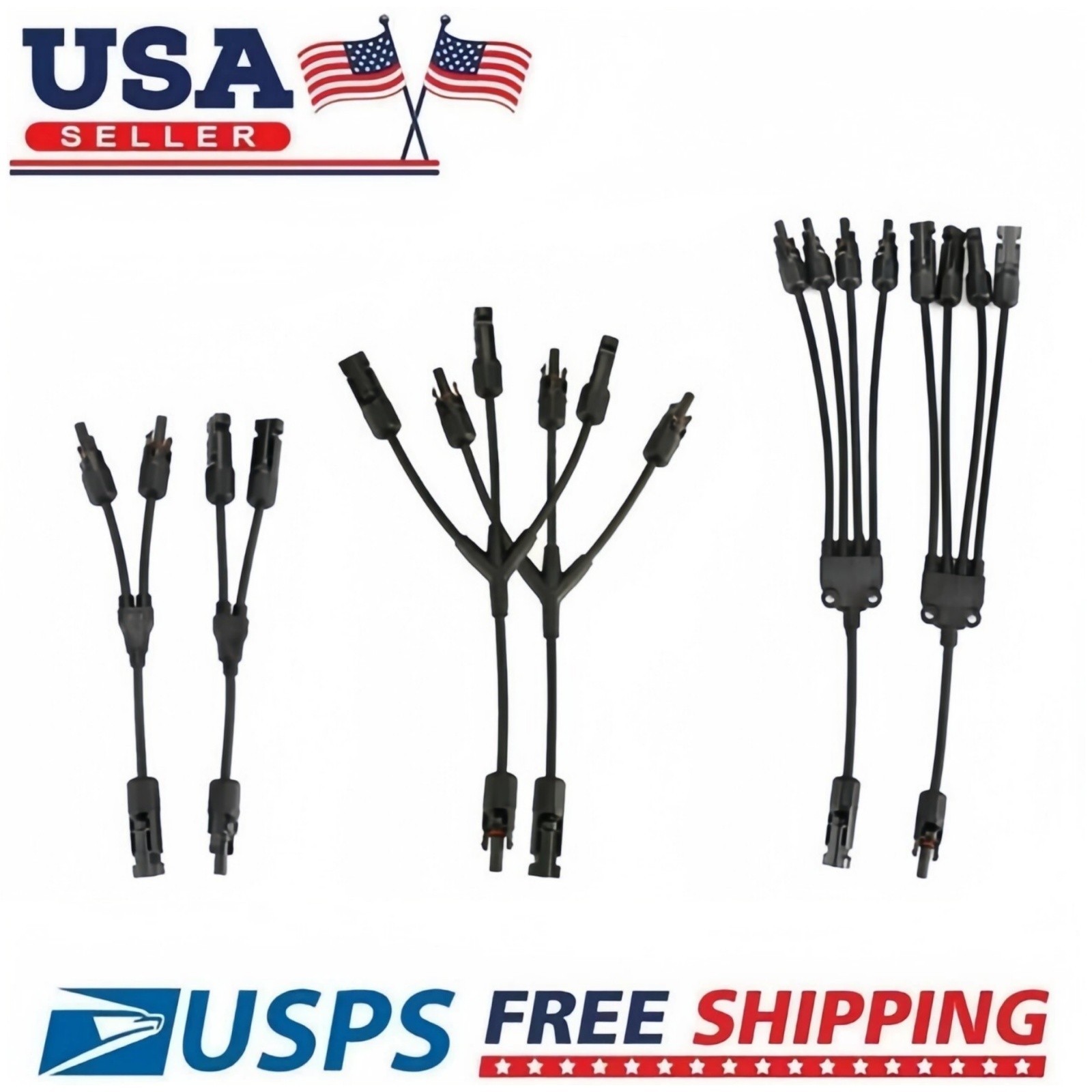1Pair Solar Cable Splitter Waterproof IP67 2Y Branch Solar Panel Cable Connector