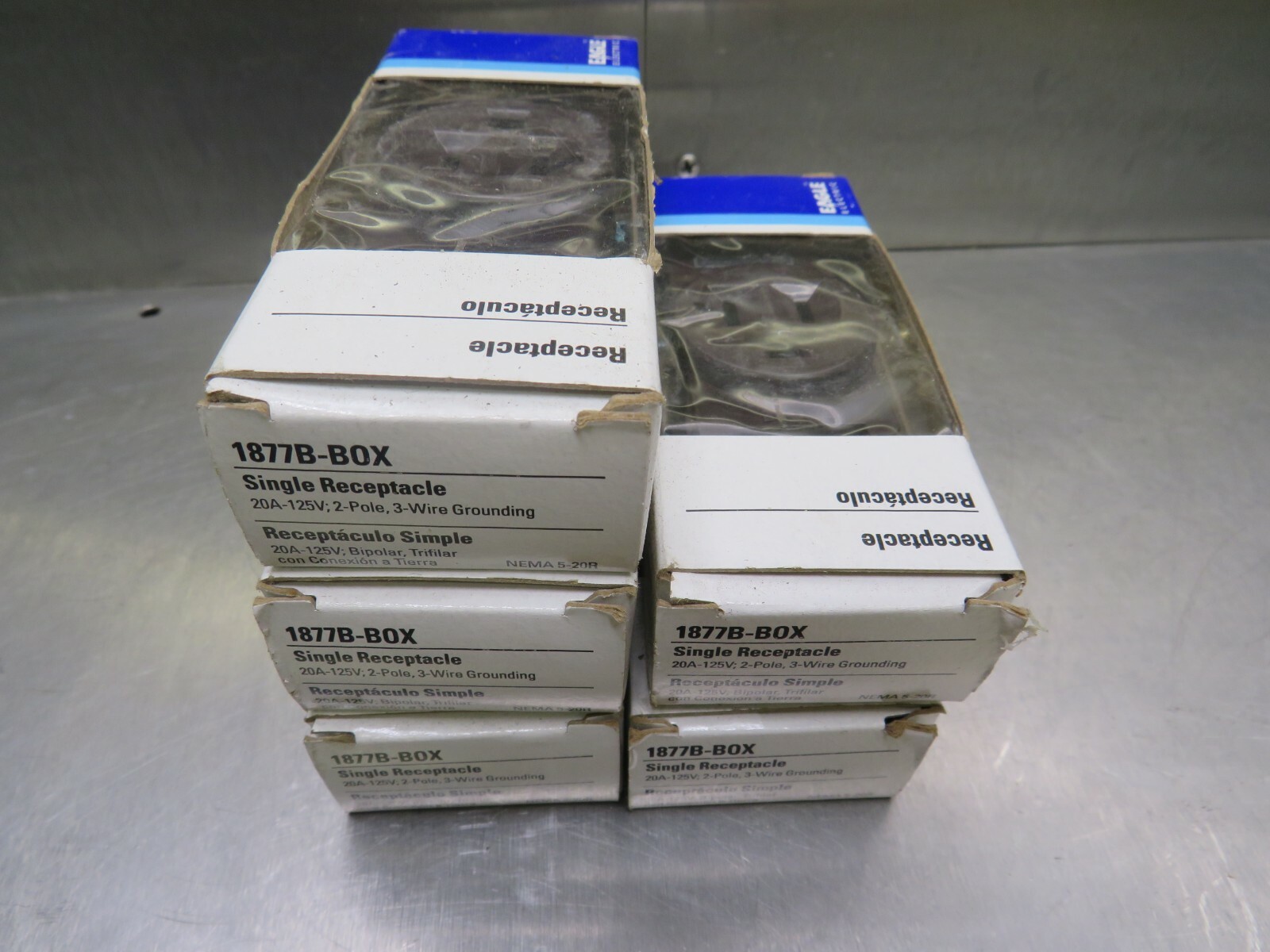 Eagle 1877B-Box Single Receptacle Lot of 5!
