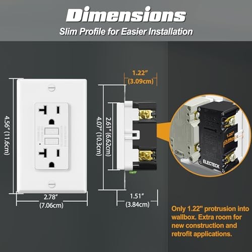 GFCI Outlet 20 Amp, Non-Tamper Resistant, Decor GFI 30 White Button, Decor Pack
