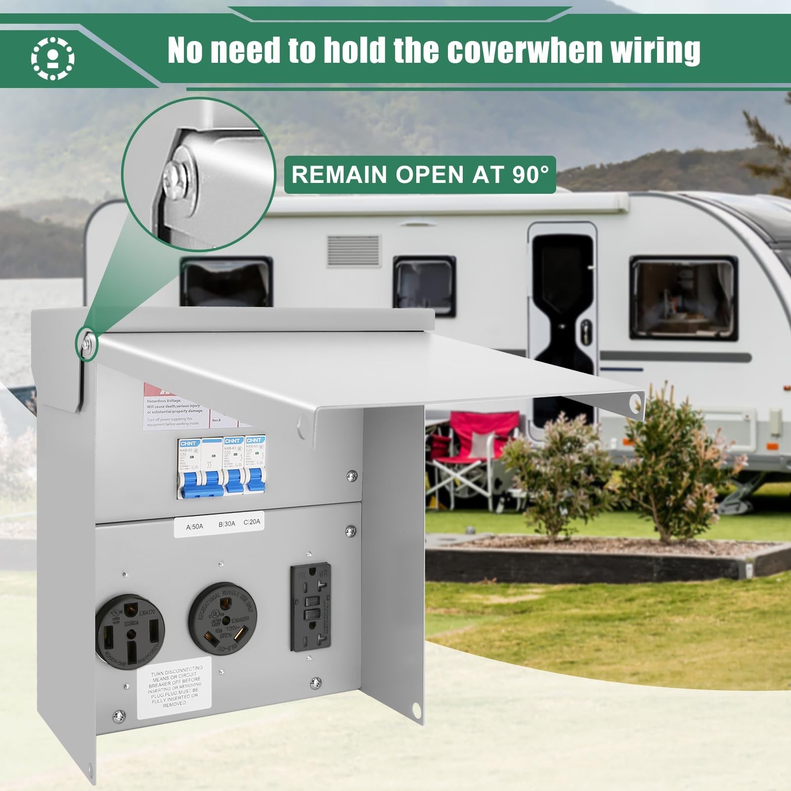 Binwacool Temporary Power Outlet Panel,RV Electrical Panel 20 30 And 50-Amp