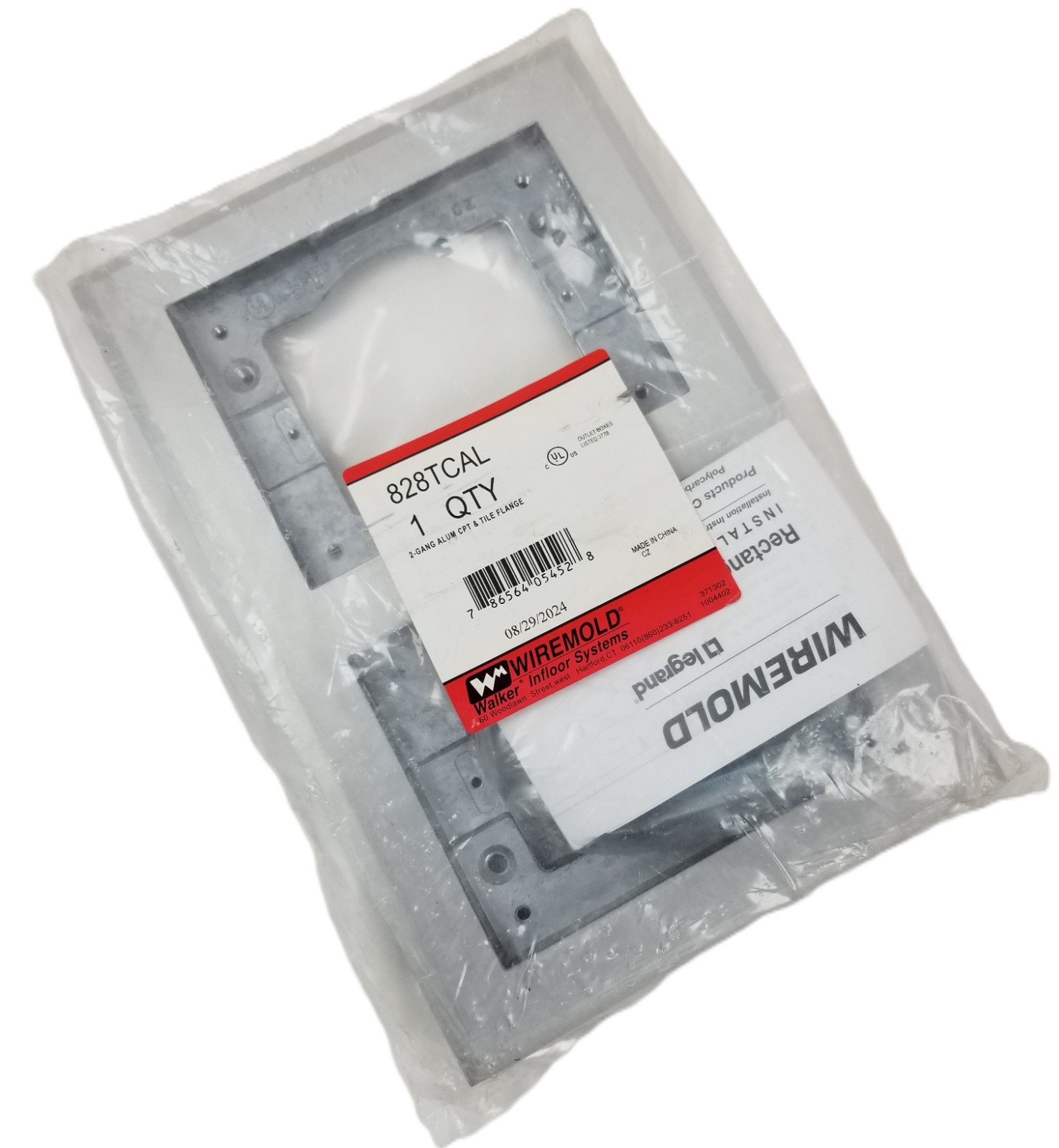 Wiremold 828TCAL 2Gang Aliminum Floor Box Carpet & Tile Flange 5.94 x 9.045″ NEW