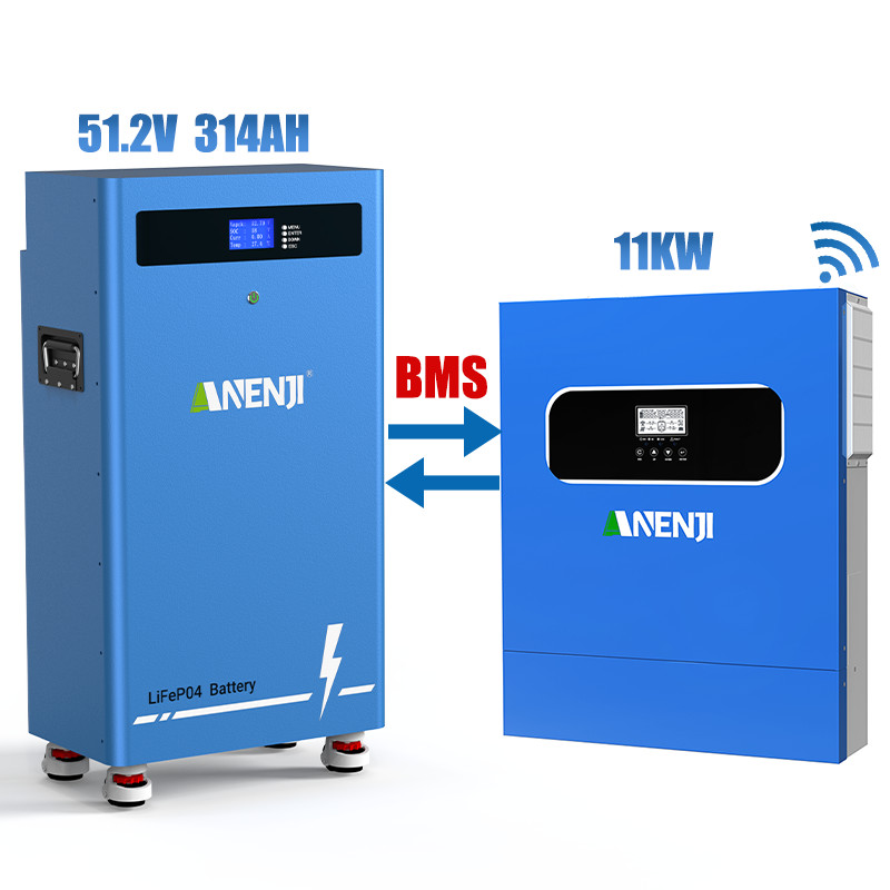 16KWh 51.2V 314Ah Lithium Battery+11KW 48V 220Vac Hybrid Solar Inverter US STOCK