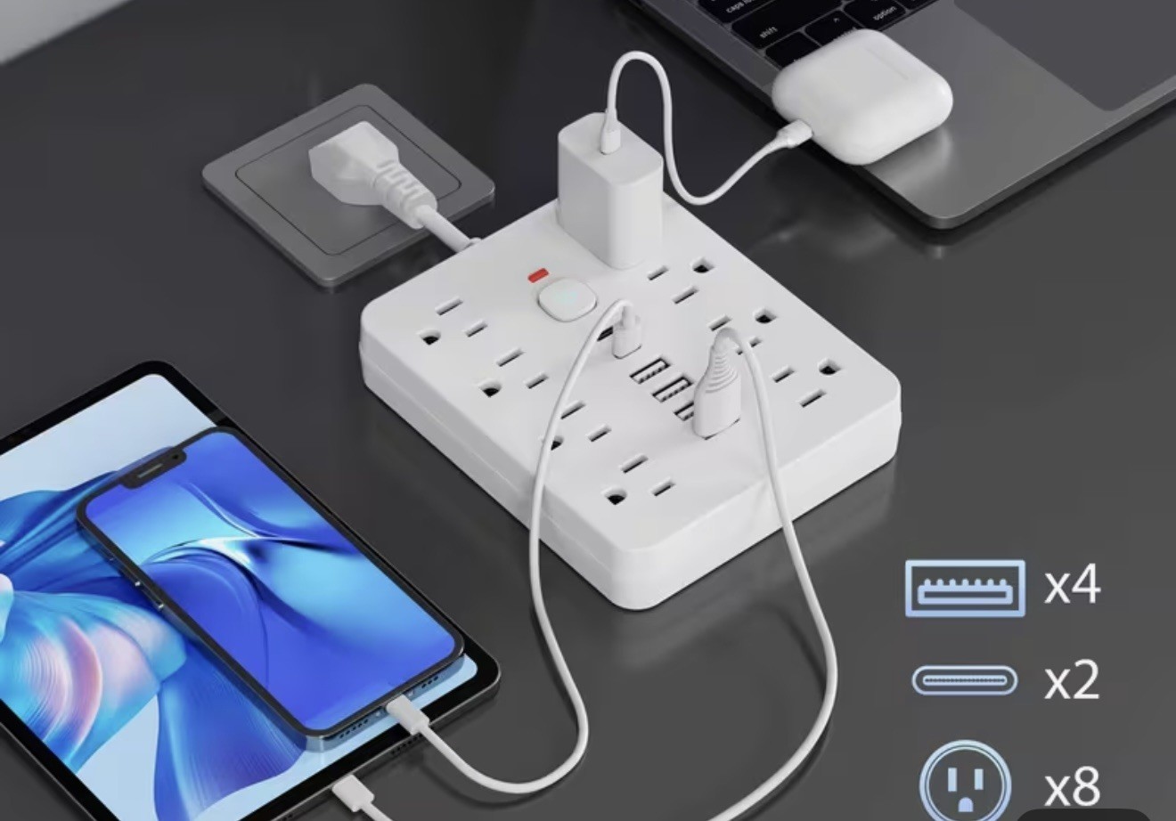 14 in 1 Power Strip Surge Protector 8 Outlets 4 USB 2 Type C Multi Plug NEW