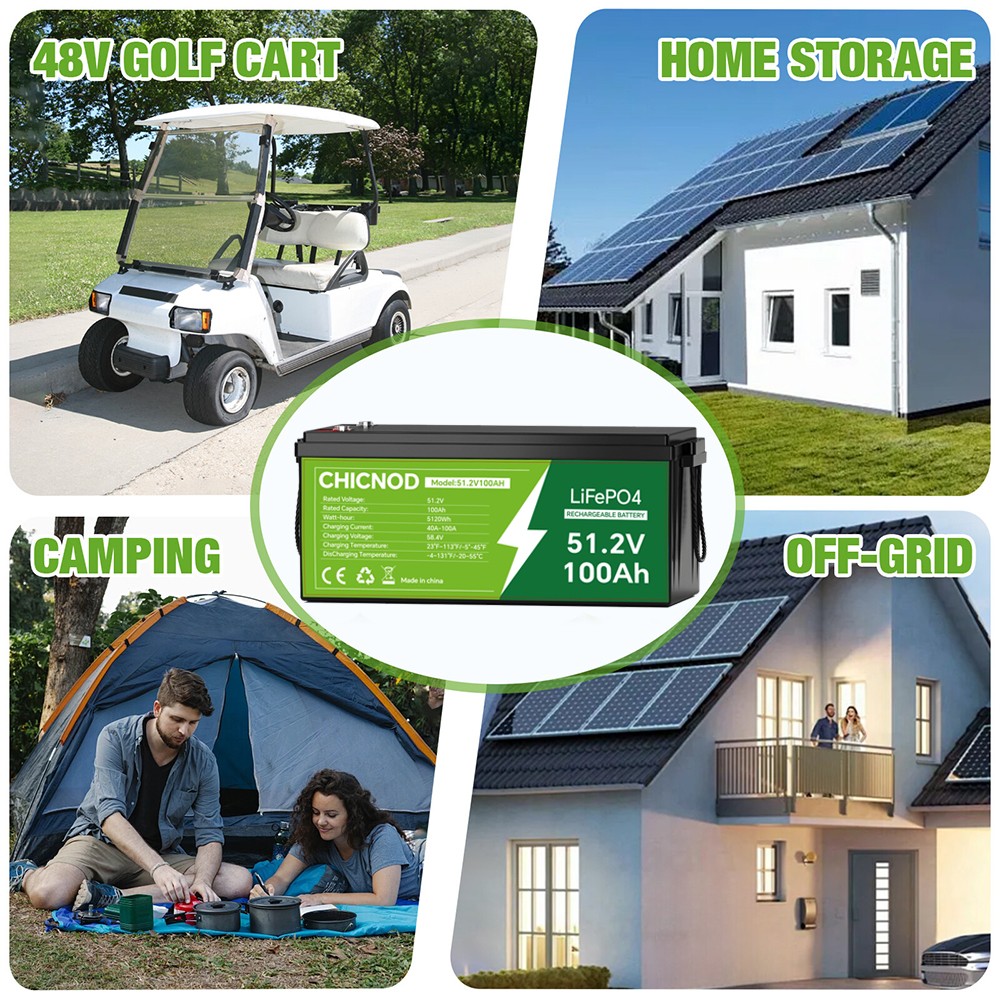 48V 50Ah/100Ah LiFePO4 Lithium Battery Built-in BMS Deep Cycle For RV Golf Cart