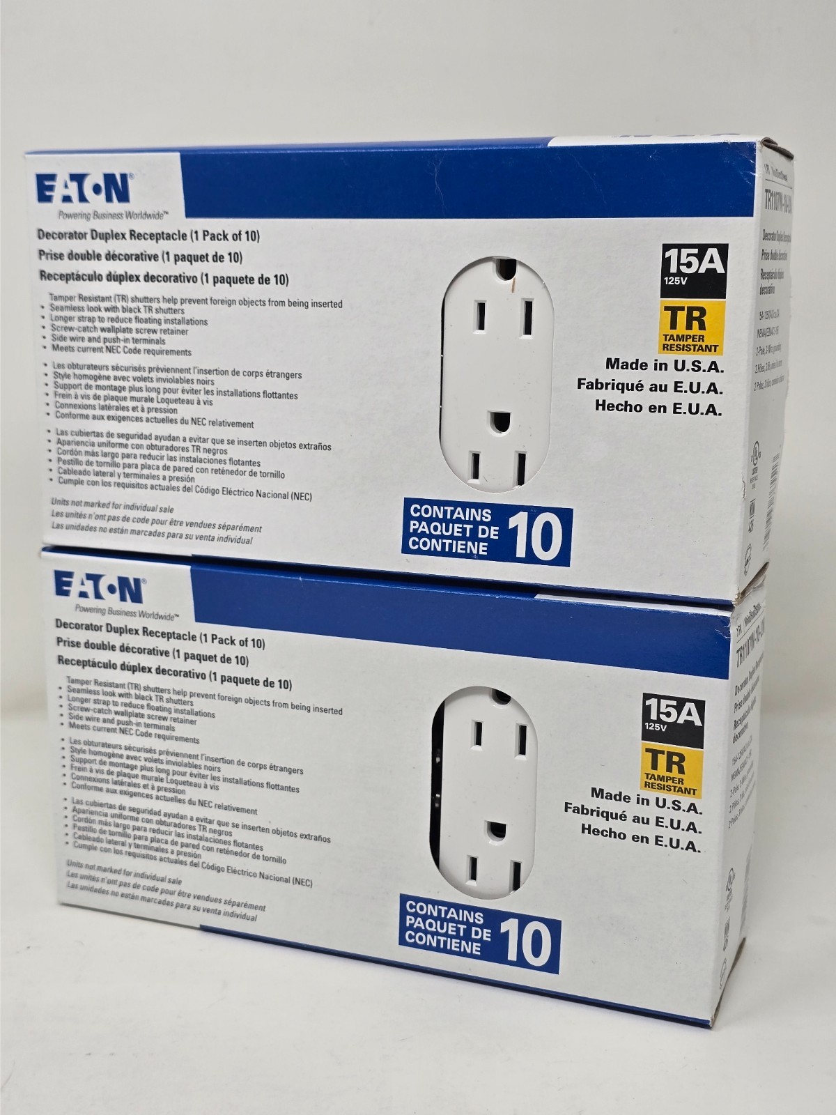 20-Pack Eaton 15AMP 125V Decorator Duplex Receptacle Tamper TR1107W-10-LW White