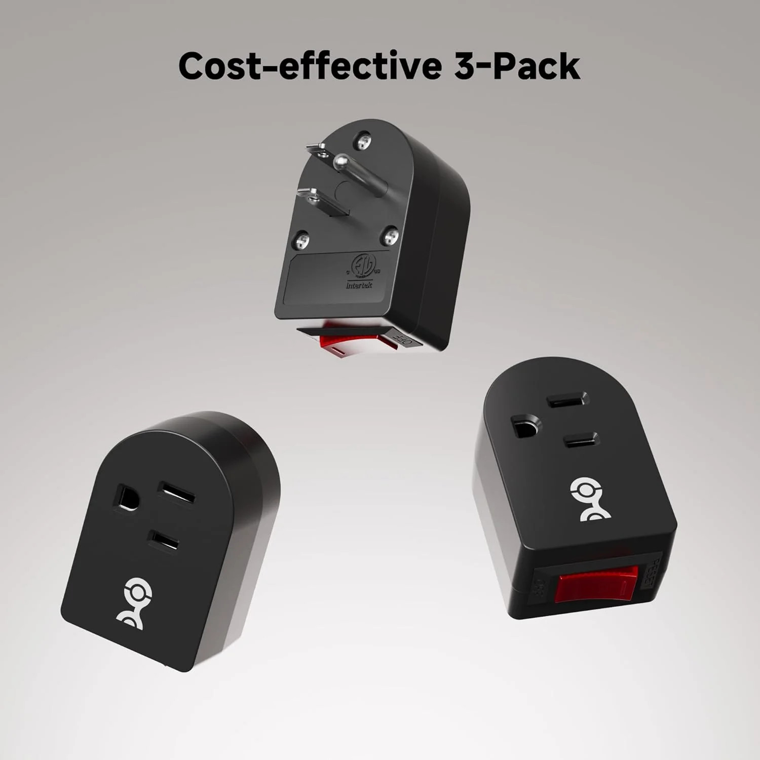 [ETL Listed] Cable Matters 3-Pack Grounded Outlet Switch with On Off, Plug Switc