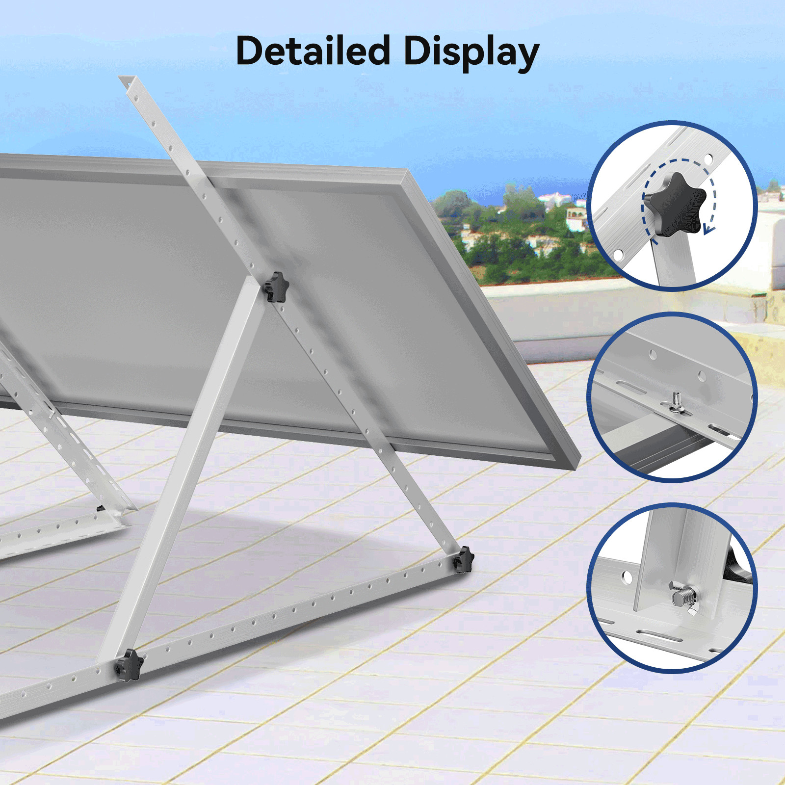 4Sets 45 inch Solar Panel RV Tilt Mount Brackets RV Flat Roof Adjustable Frame