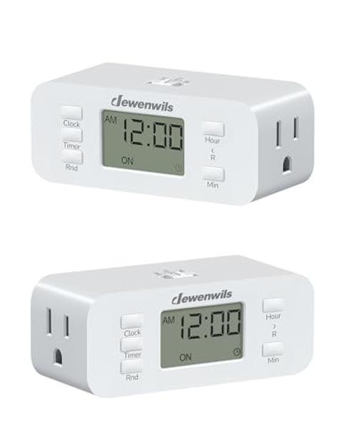 24 Hour Programmable Digital Timer Outlet – 2 Pack Timers for 2 Pack 24 Hours