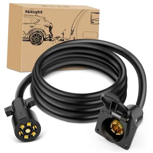 7 Way Trailer Plug Extension Cord 8 Feet | Heavy 8FT Trailer Extension Cord