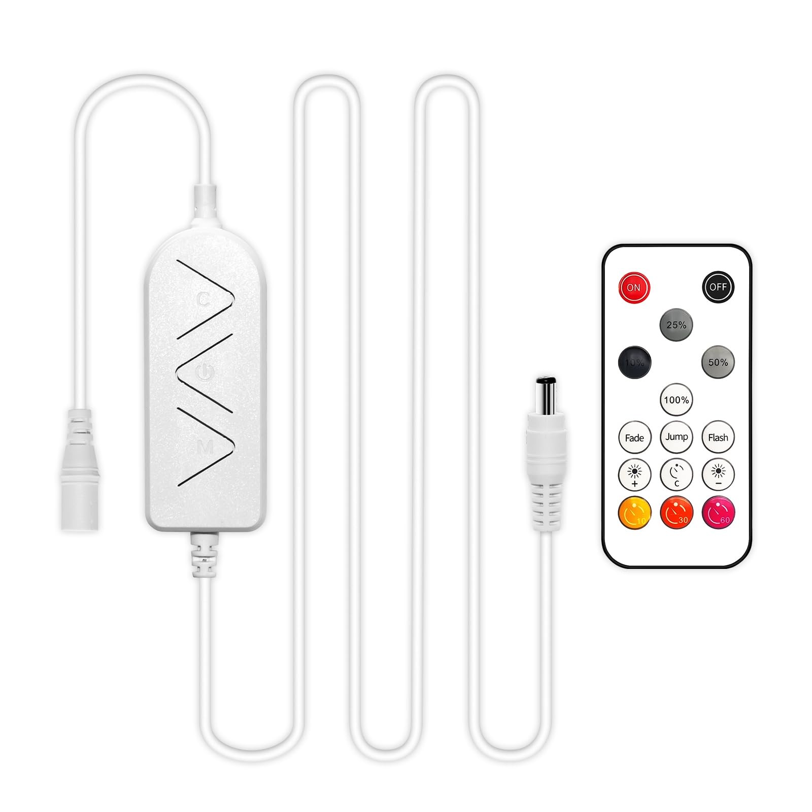 1-Way DC 12-24V Led Strip Light Dimmer Switch for Single Color with DC Plug,1…