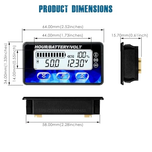 RL-BI050B Battery SOC Indicator Voltage & Hour Meter | DC12V/24V/36V/48V for