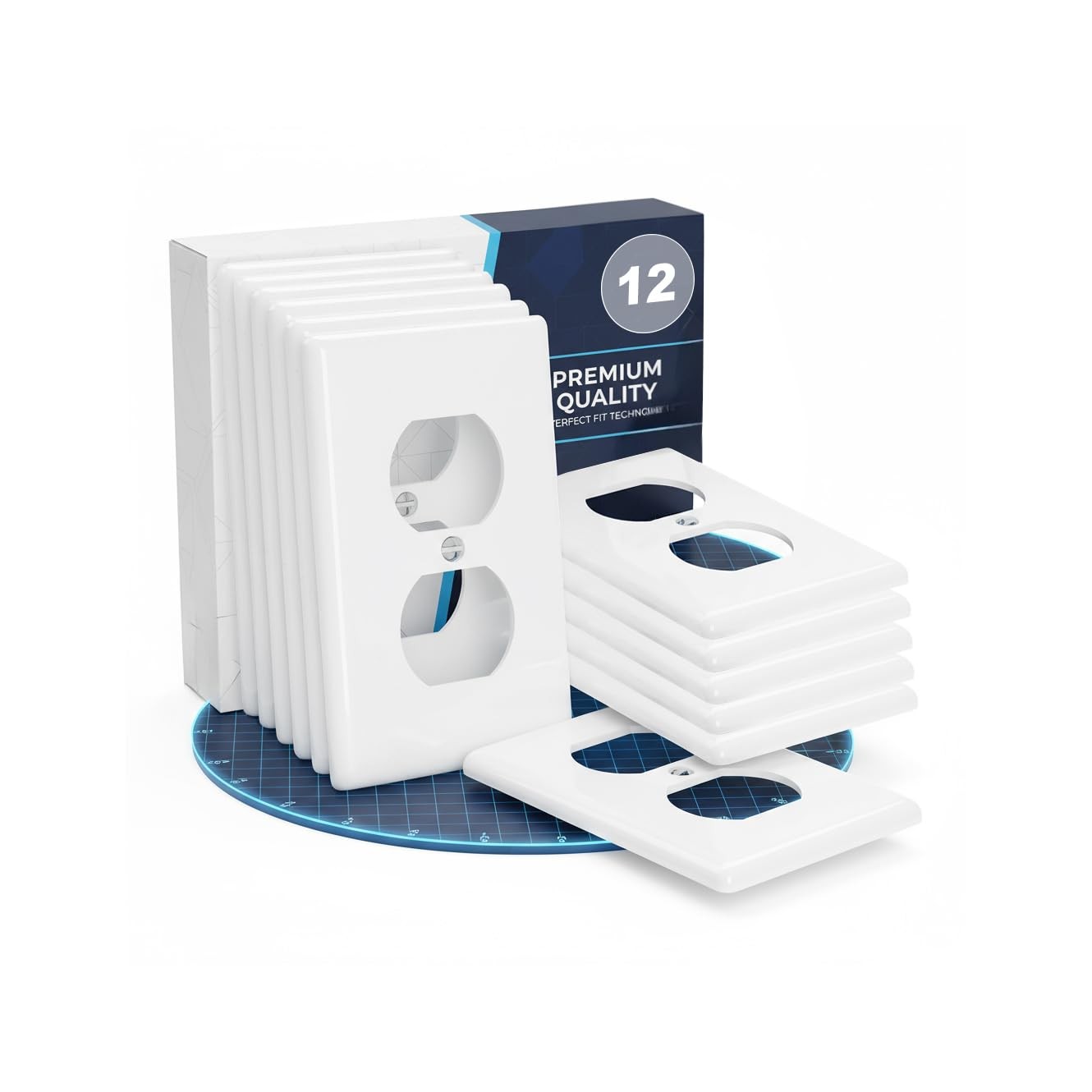Duplex Receptacle Outlet Wall Plate, 4.5″ x 2.75″/Standard Size, 12 Pack, White,