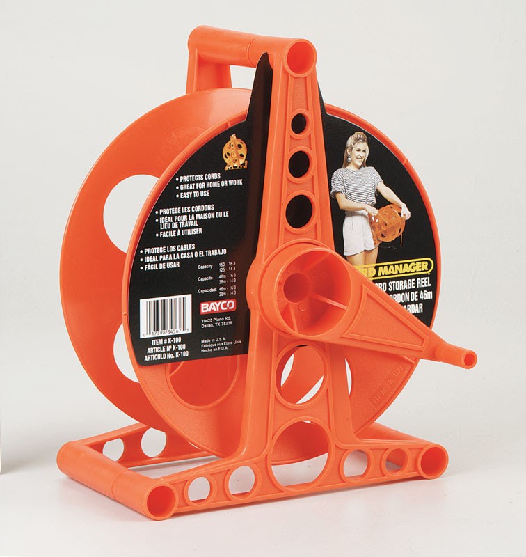 Bayco K-100 Orange Plastic Cord Reel 13.6 H x 11 W x 8 D in.