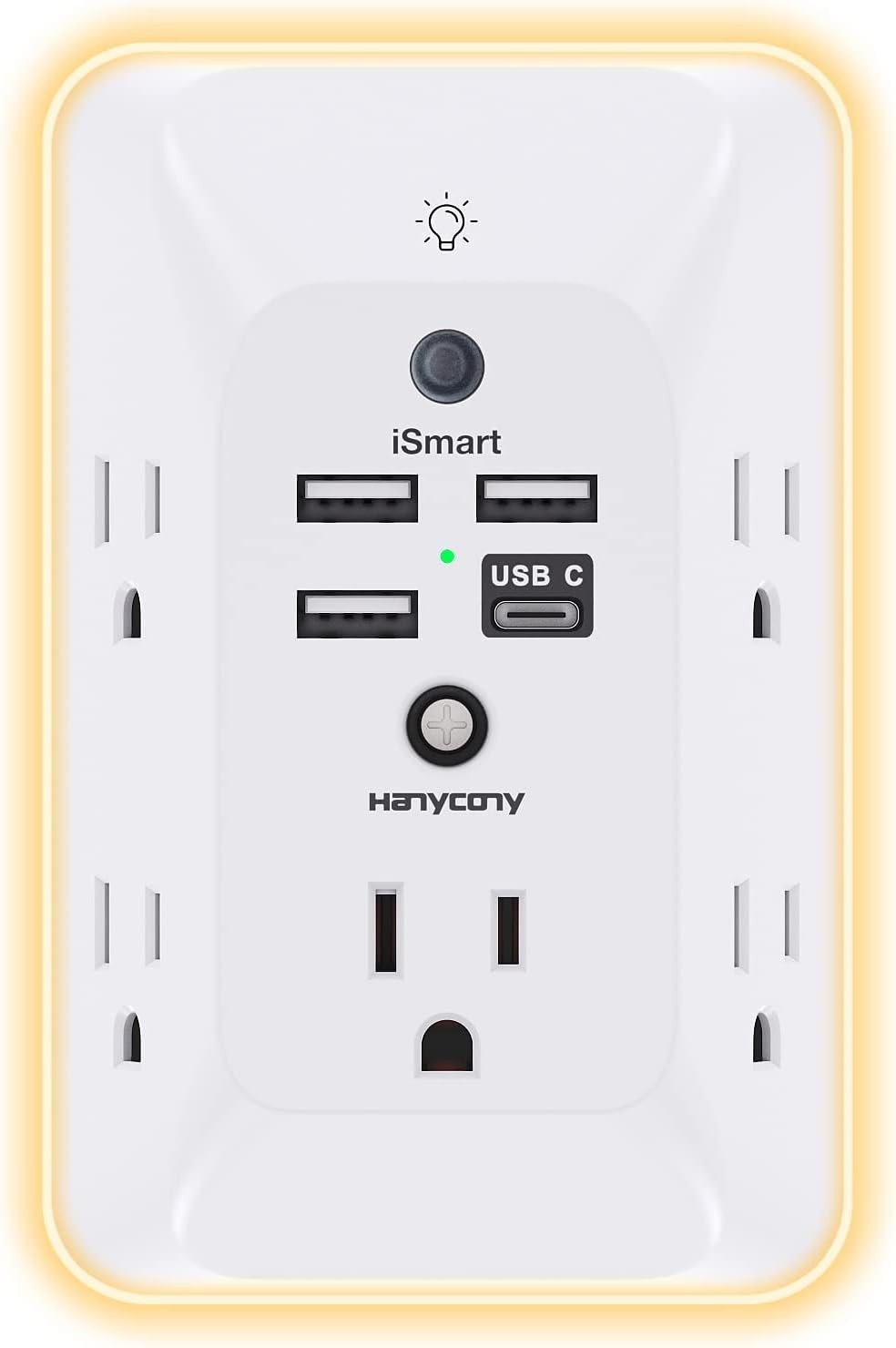 Outlet Extender with Night Light, Multi Plug Outlet USB Wall Charger Surge