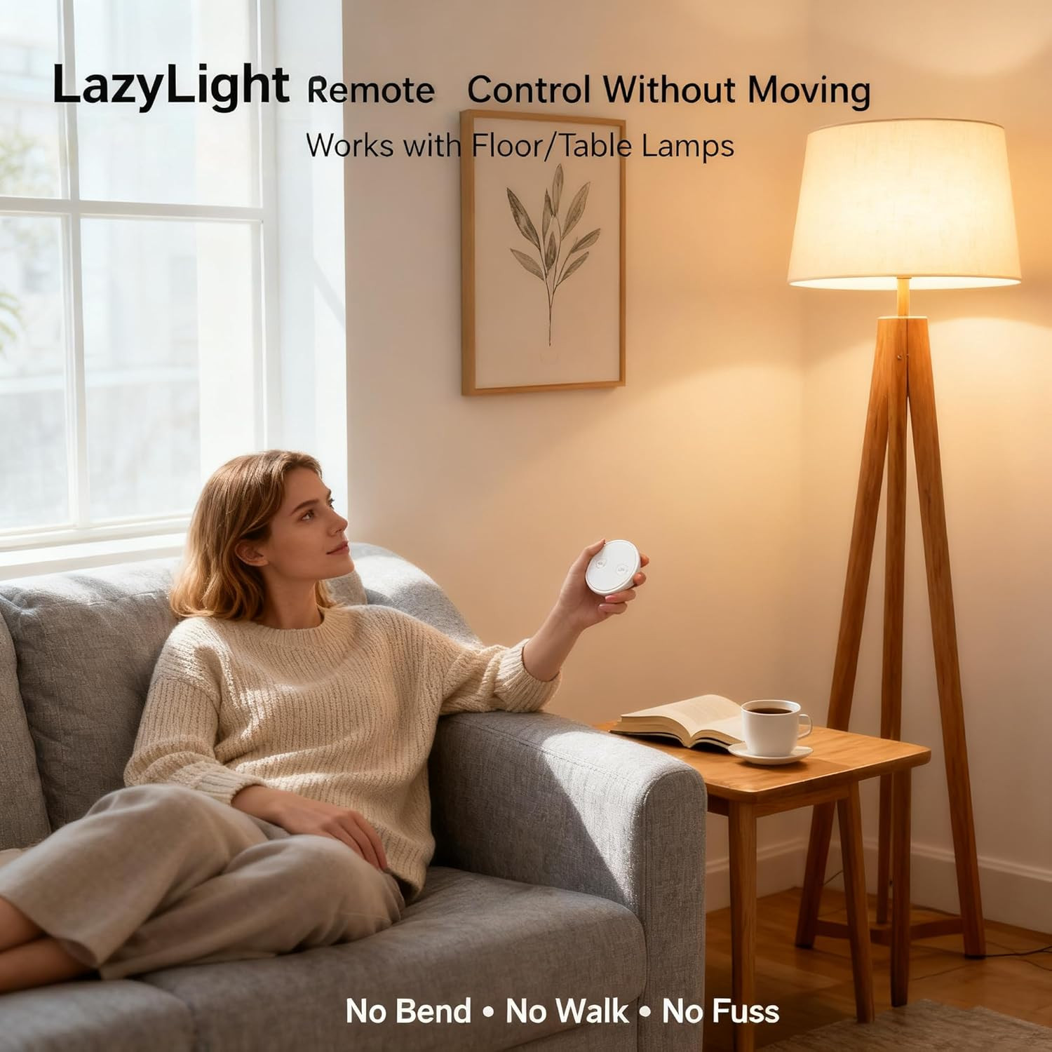 Wireless Outlet – Ergonomic Round Remote (Comfort Grip!) + Magnetic Wall Base –