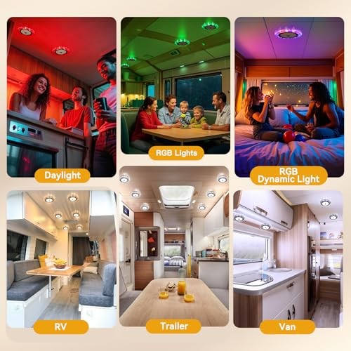 Upgrade 600LM RV Lights Interior, RV Ceiling Dome, 3 Color Multicolor-3Pack
