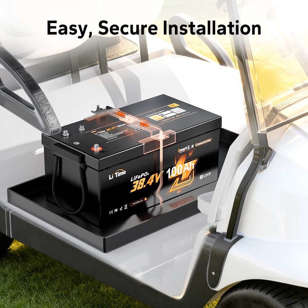 LiTime 36V 100Ah Bluetooth LiFePO4 Lithium Battery for Golf Cart Trolling Motor
