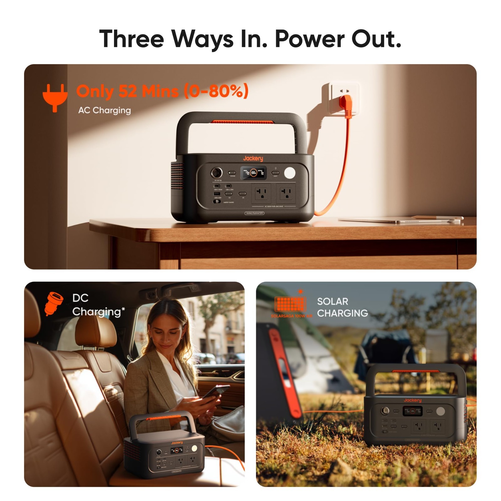 Portable Power Station 512Wh 500W AC | LiFePO4 Battery Solar Generator for Campi
