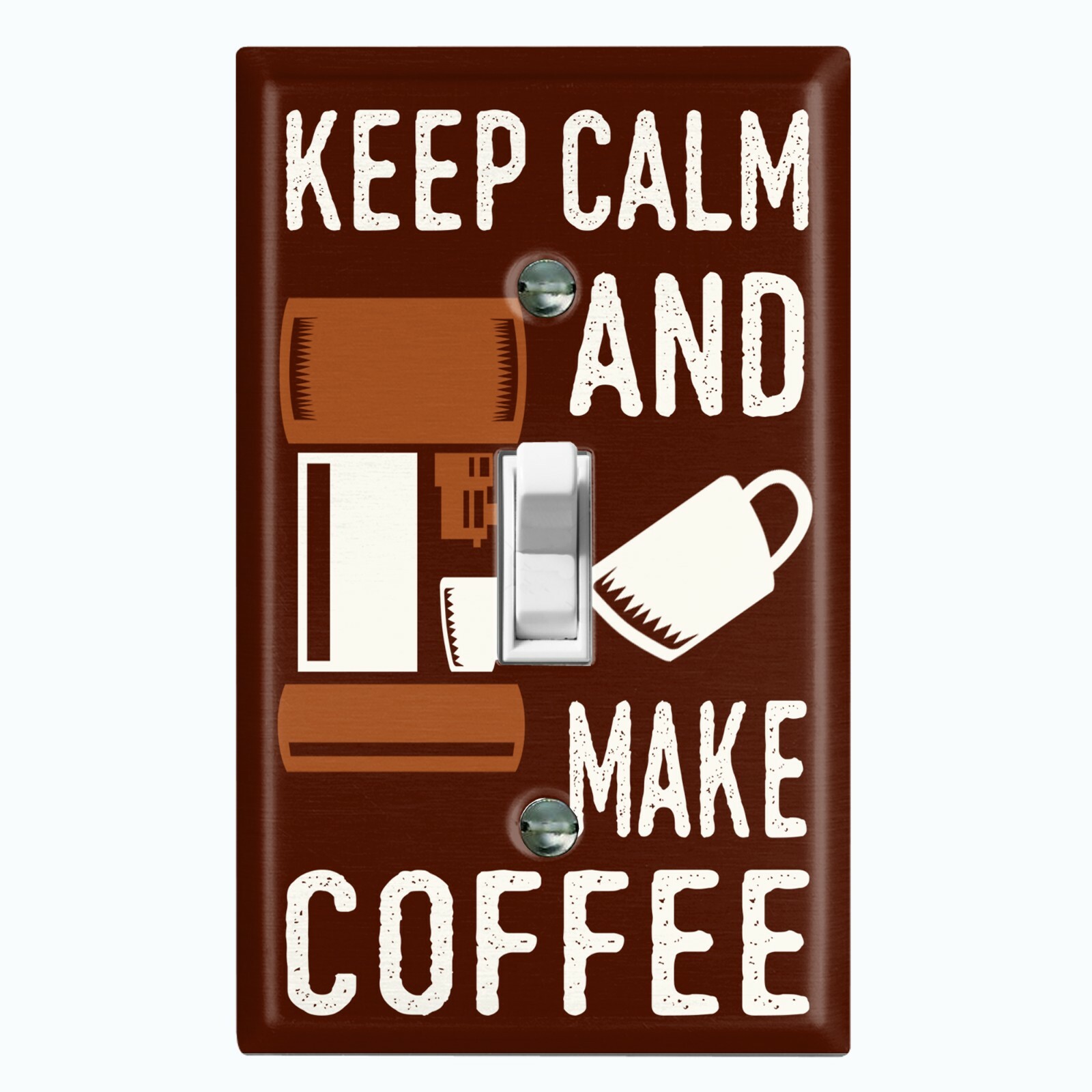 Metal Light Switch Cover Wall Plate For Kitchen Keep Calm Make Coffee COF073