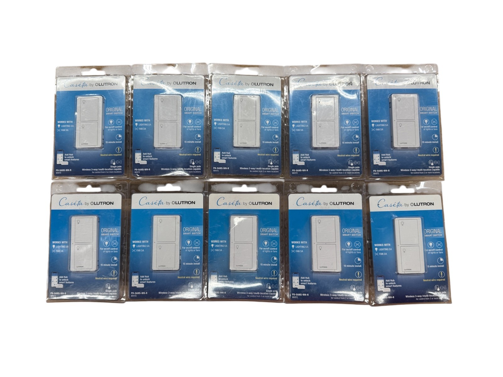 10 PCS Lutron PD-5ANS-WH-R Caseta Wireless Smart Lighting Switch 5A Single Pole