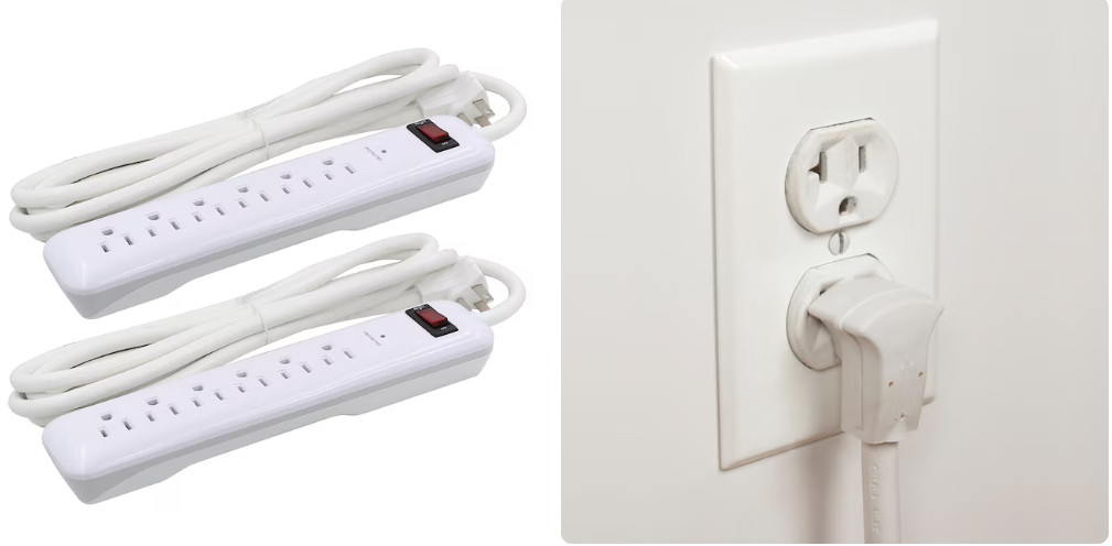 2 Pack 3-ft 750 Joules 1875 -Watts Indoor Various Receptacles Surge Protector