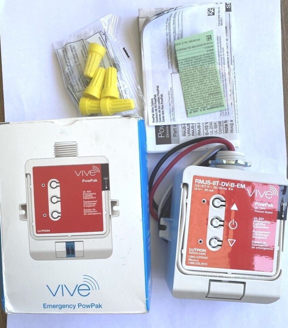 Lutron RMJS-8T-DV-B-EM 0–10V Emergency PowPak Vive Dimming Module NIB Price Each