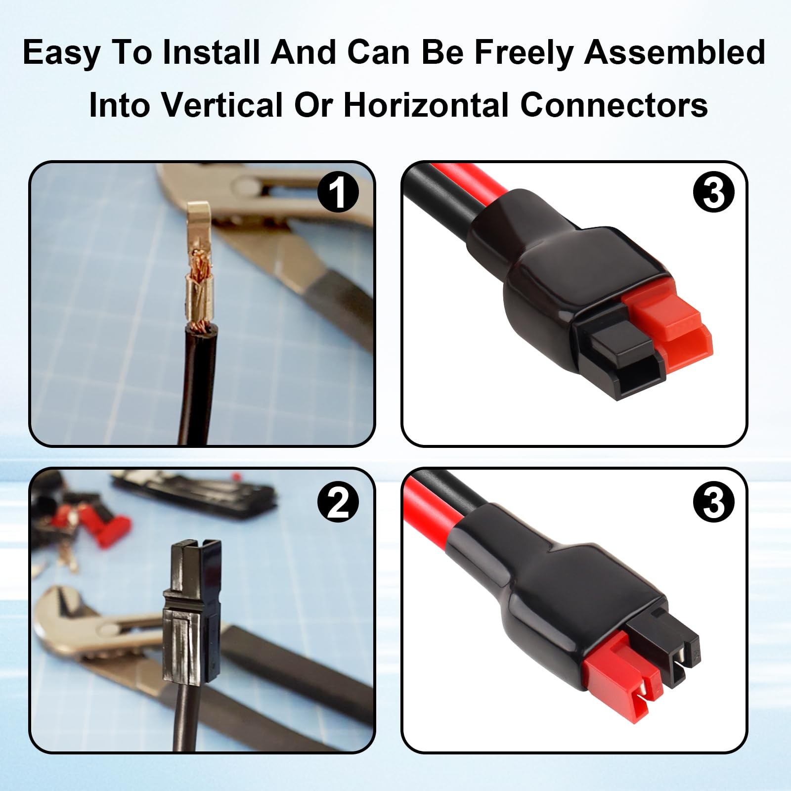 10 Pairs 45Amp Power Connectors Kit, 600V Quick Disconnect Red, Black