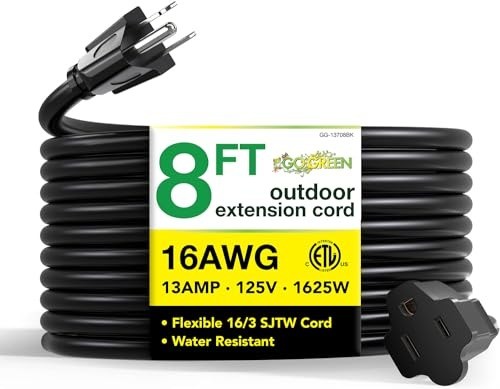 25ft Go Green Power Extension Cord – 16/3 SJTW Outdoor Cable for Durability