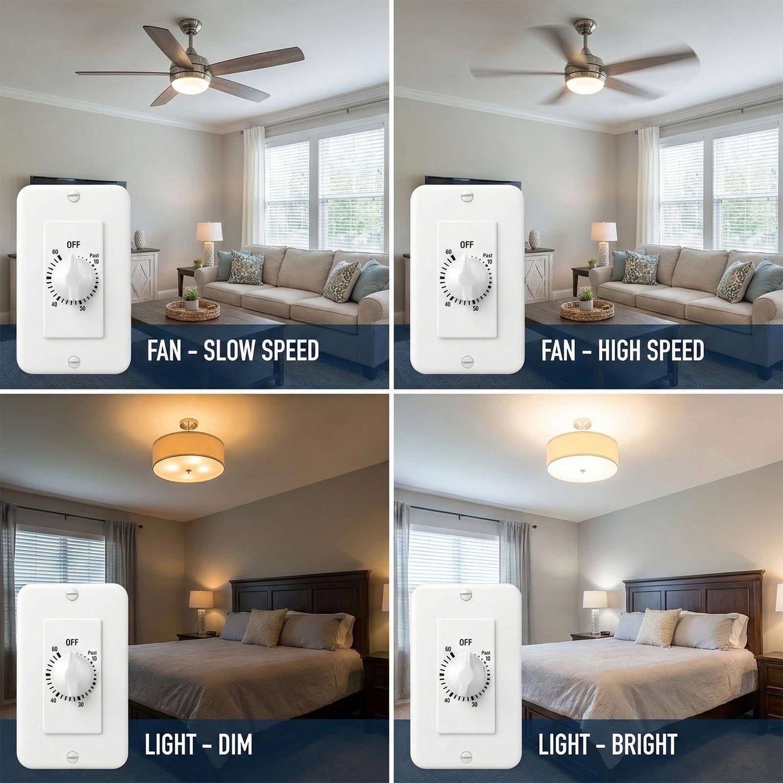 4 Pack Timer Knob Replacement, Switch for Bathroom Exhaust Fan,…