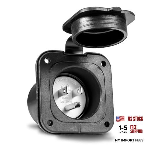 True Mods 15A Flanged Inlet Shore Power Supply Receptacle Plug for Inlet Only