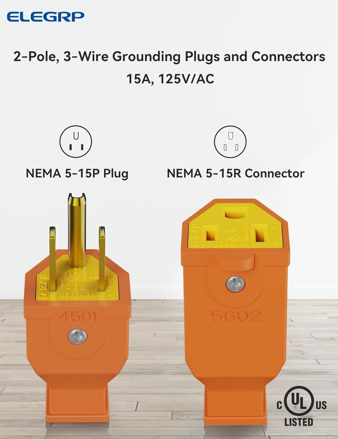 Listed 15A Replacement Plug and Connector Set for Extension Cords – 2 Sets