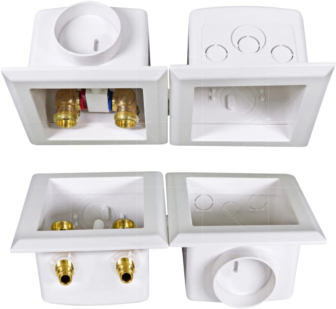 1/2″in PEX White ABS Double Compact Interlocking Washing Machine Outlet Box NEW