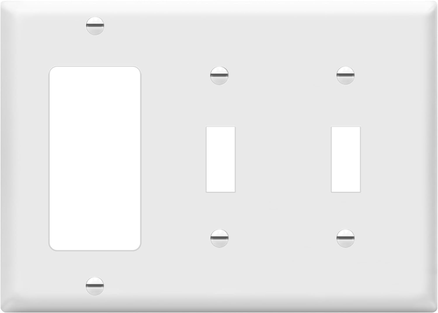 Combination Double Toggle/Single Decorator Rocker Outlet Wall Plate, Standard Si