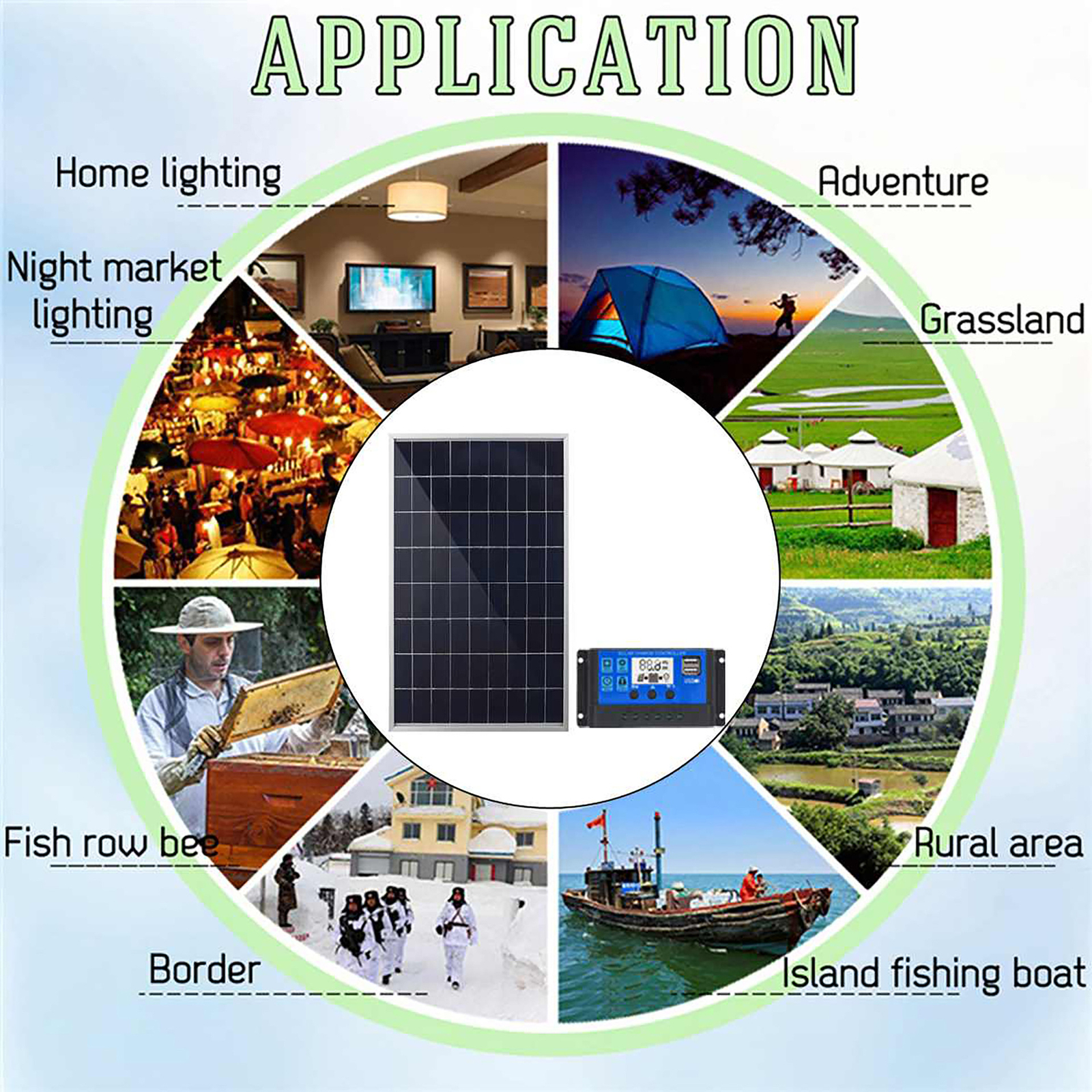 60W Solar Panel Battery Maintainer Car RV Charger 12V Tender Trickle Waterproof