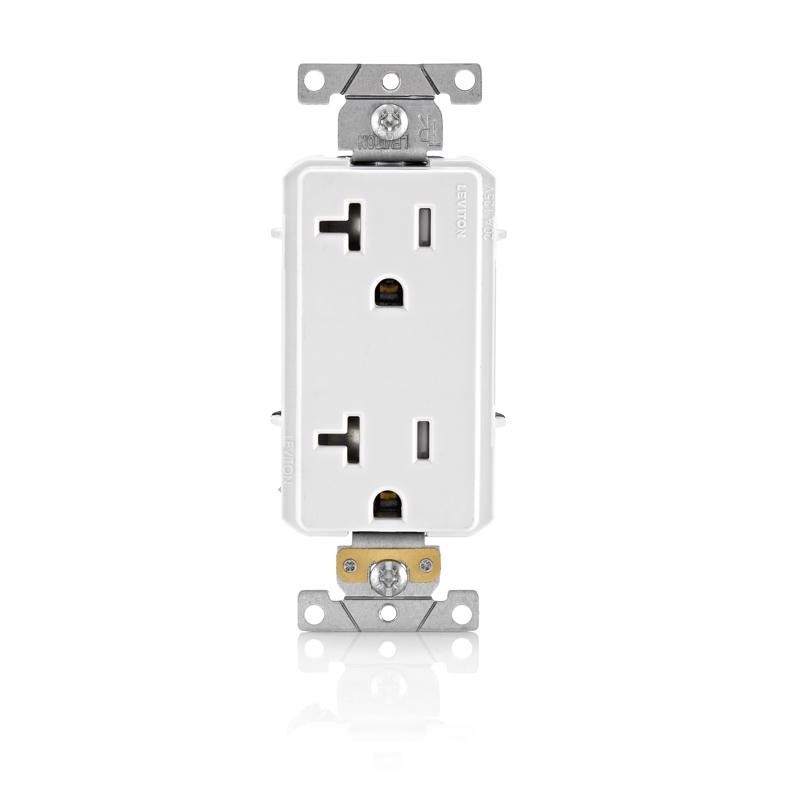 Leviton Decora Plus 20 amps 125 V Duplex White Outlet 5-20R 1 pk (Pack of 2)
