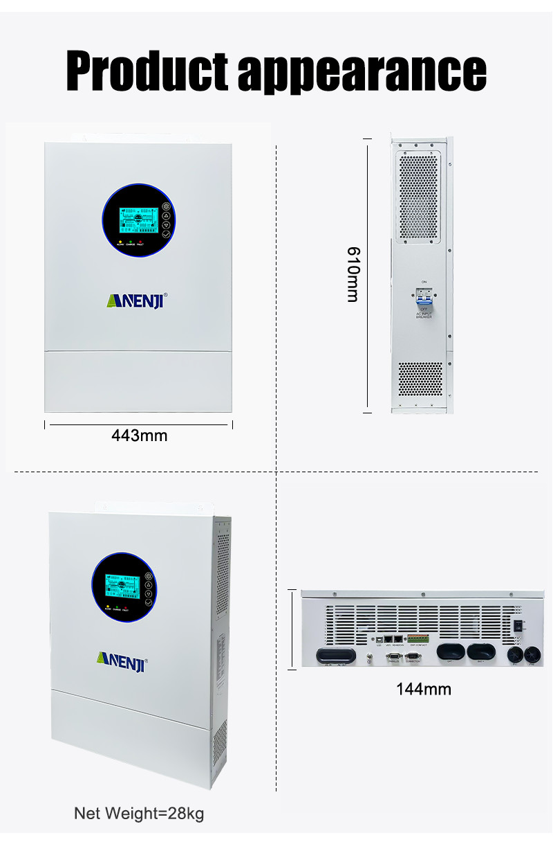 NEW 12KW 48V Hybrid Solar Inverter Split Phase 120V/240V Dual MPPT 200A Parallel