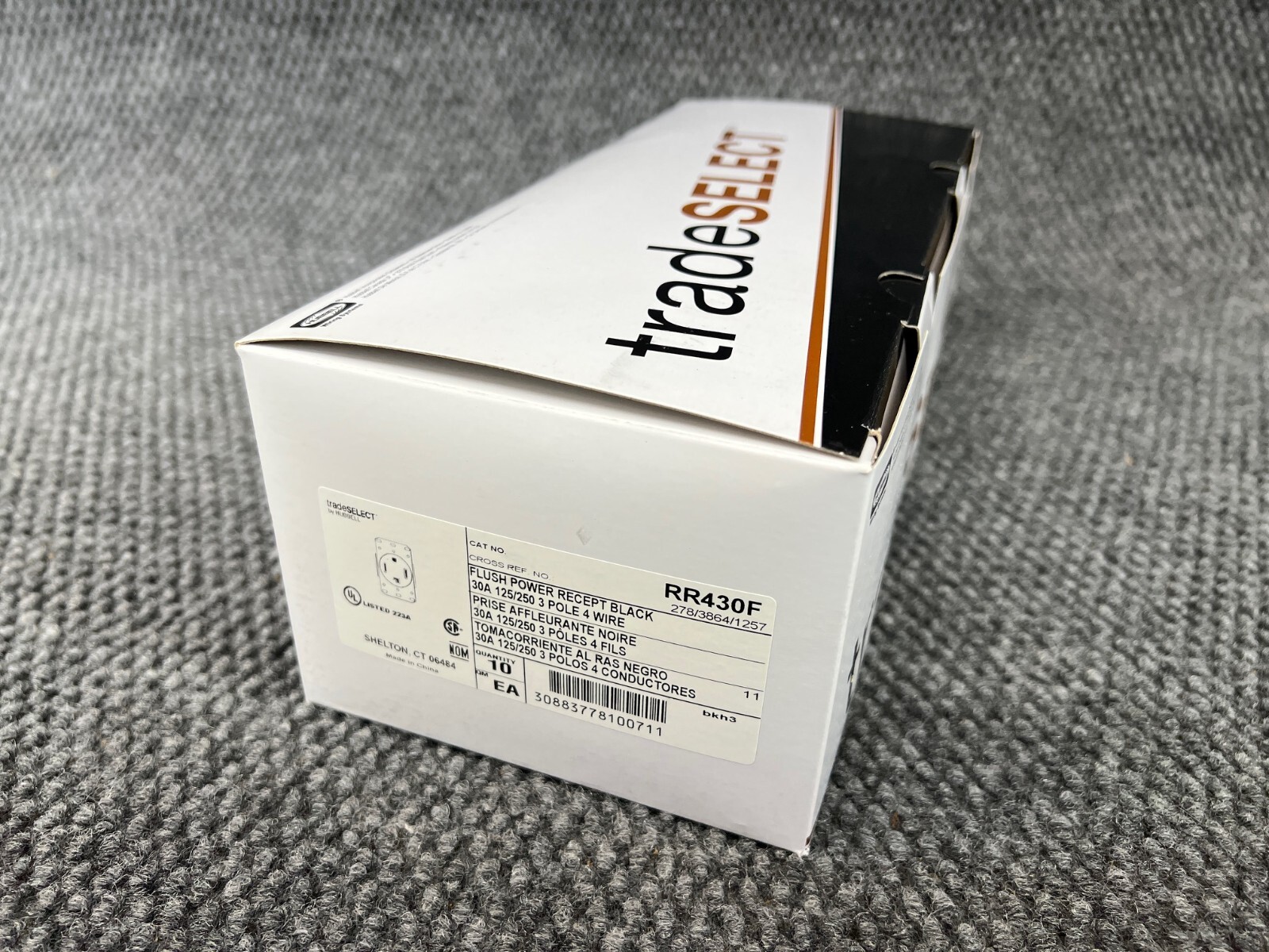 Box of 10 New Hubbell RR430F 30 Amp 3 Pole 4 Wire Range & Dryer Receptacle