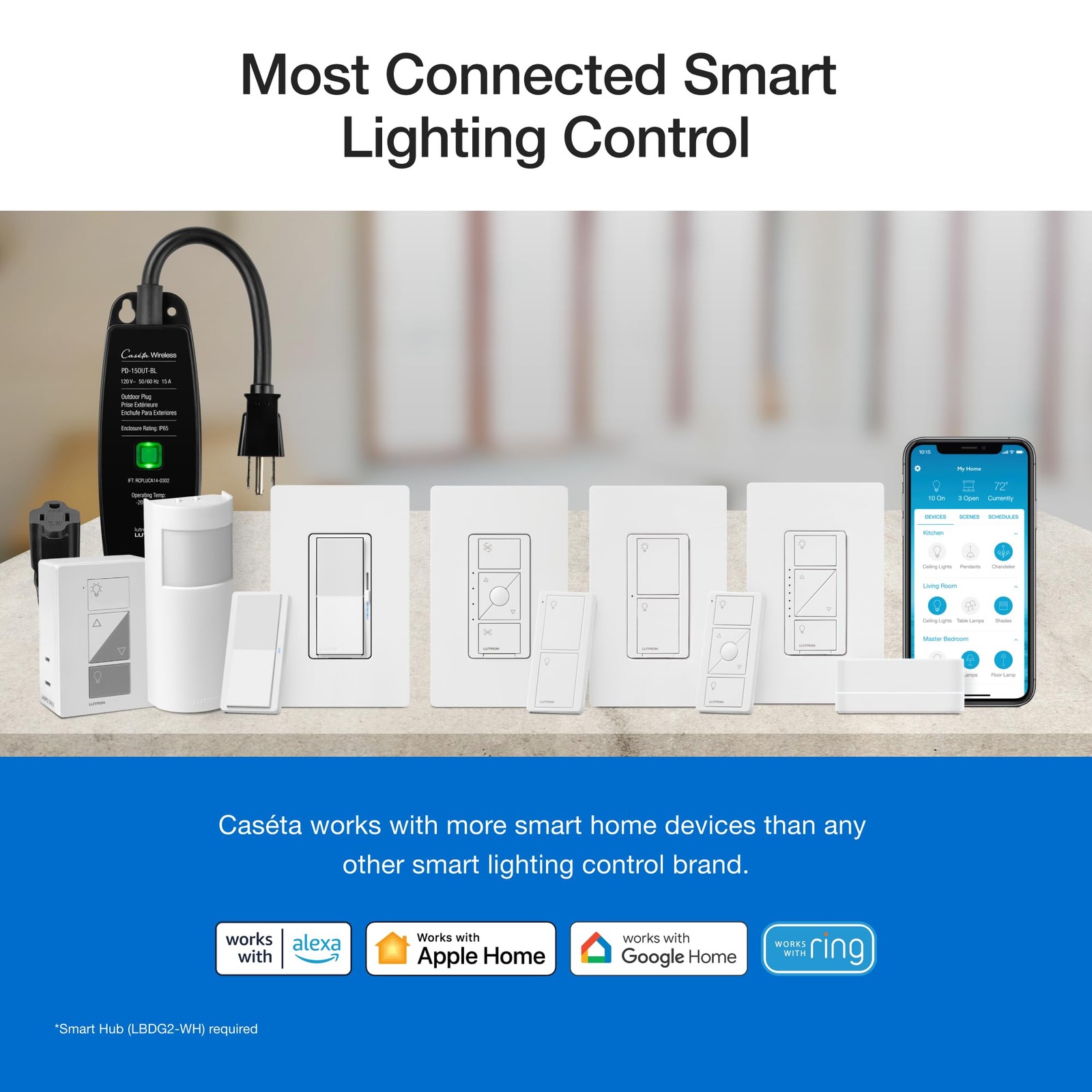 Lutron Claro Smart Switch 3-Way Kit for Caseta Smart Lighting, Includes Wall …
