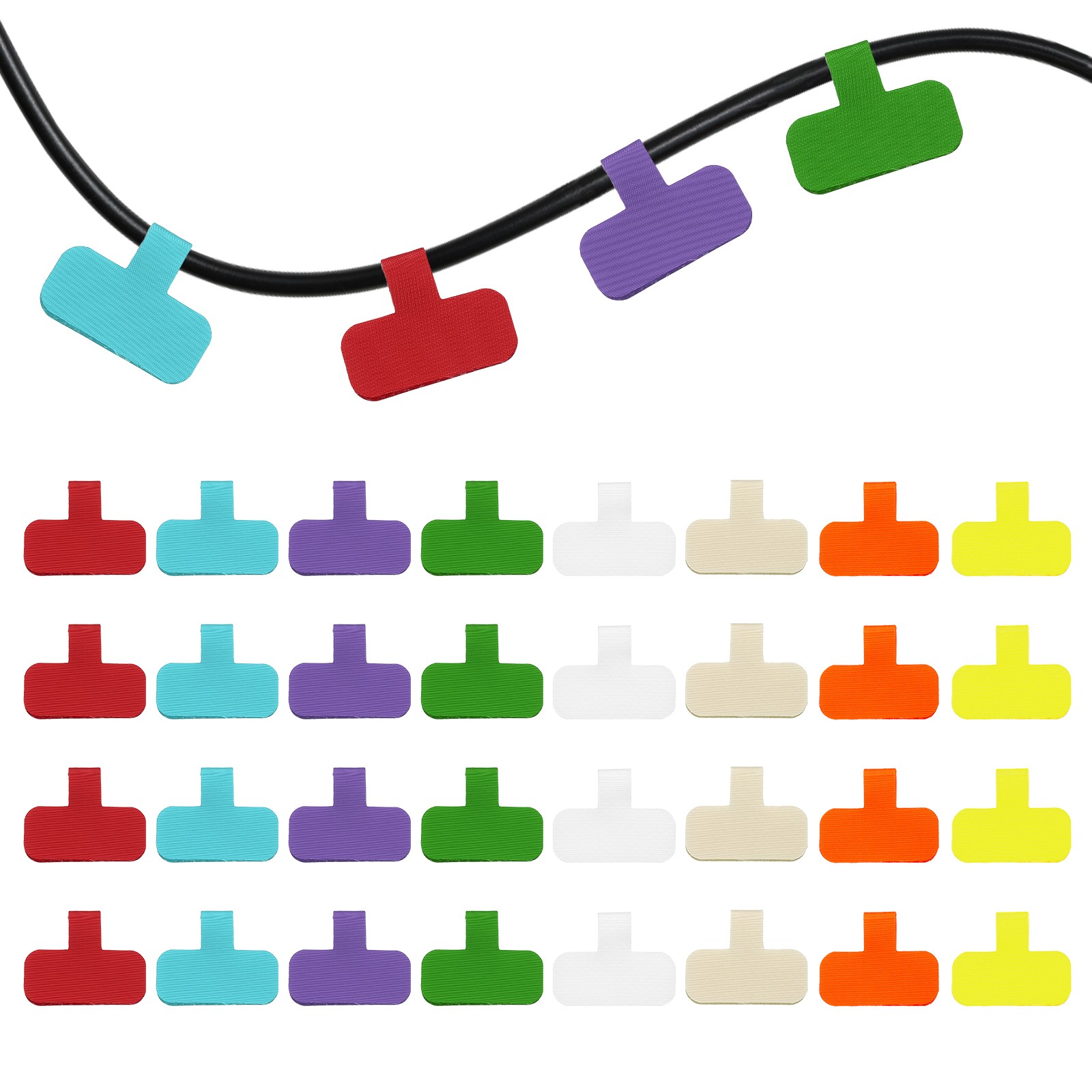 32Pcs 2.4″ Rectangle Cable Labels Tags Multicolor