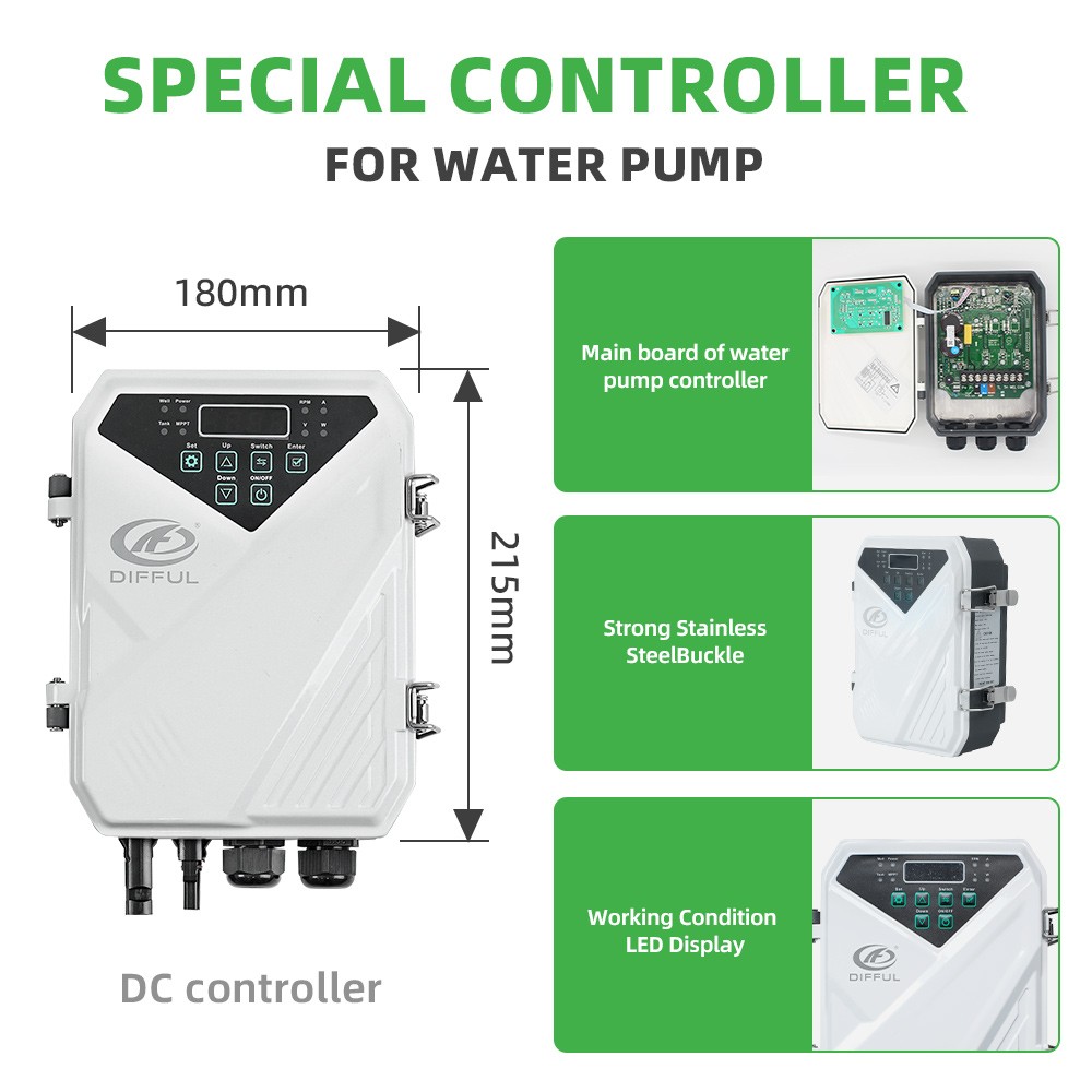 4″ DC Deep Well Solar Water Bore Pump Kits 110V 2HP Irrigation Farm Submersible