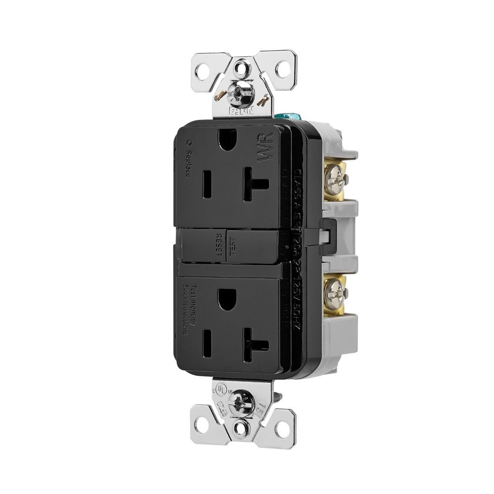 Eaton GFCI Outlet TWR Slim Tamper Weather Resistant 125V TWRGF20BK (Bulk 1-50Ct)