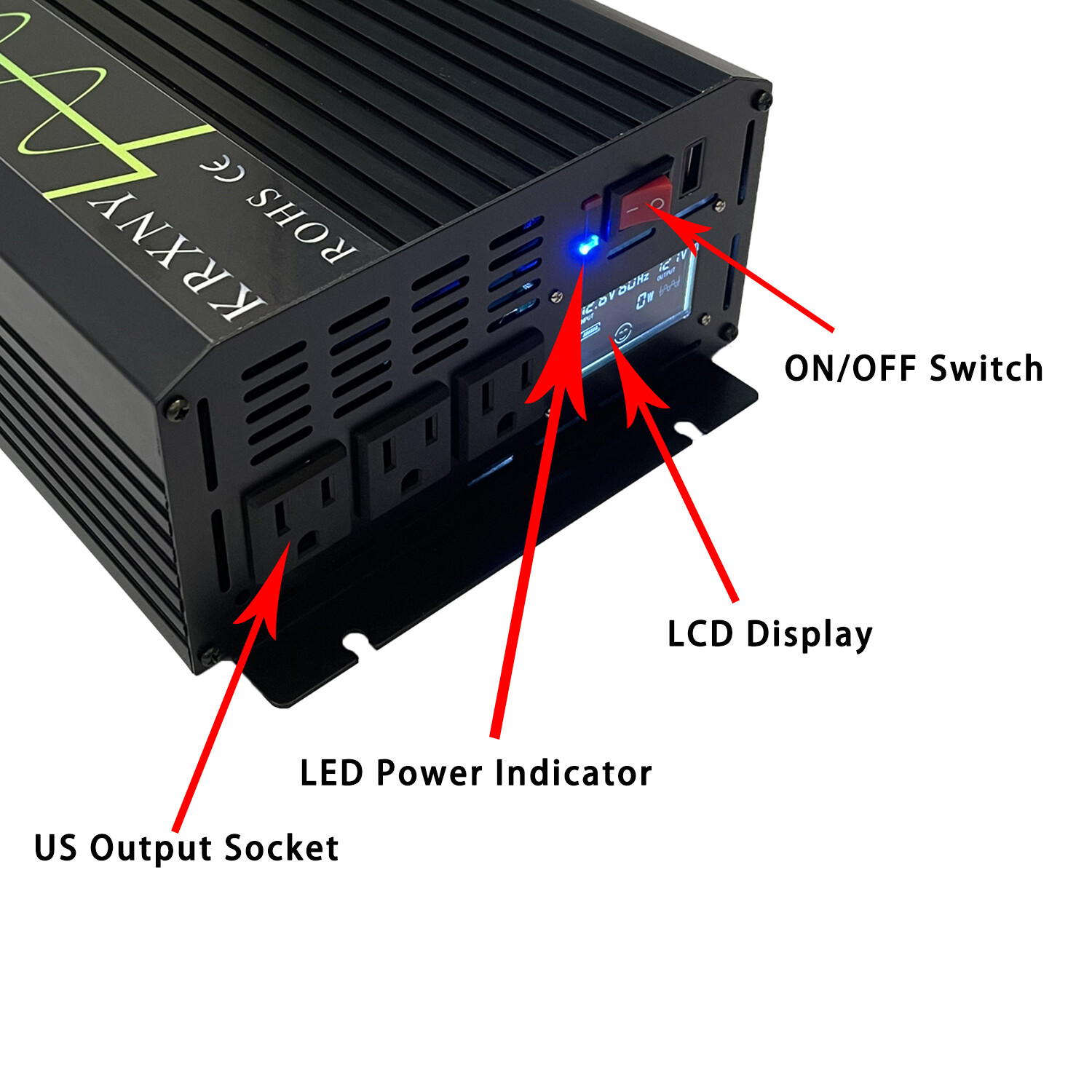 1000W 1500W 2000W Pure Sine Wave Power Inverter 12V 24V DC to 120V AC US Stock