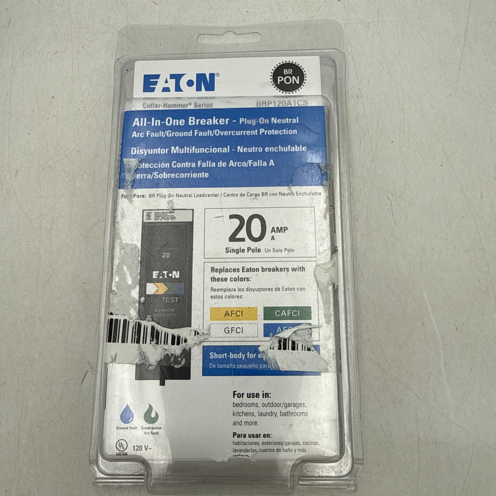 EATON BRP120A1CS CIRCUIT BREAKER AFCI GFCI 20 AMP 1-POLE Brand NEW IN PACKAGING