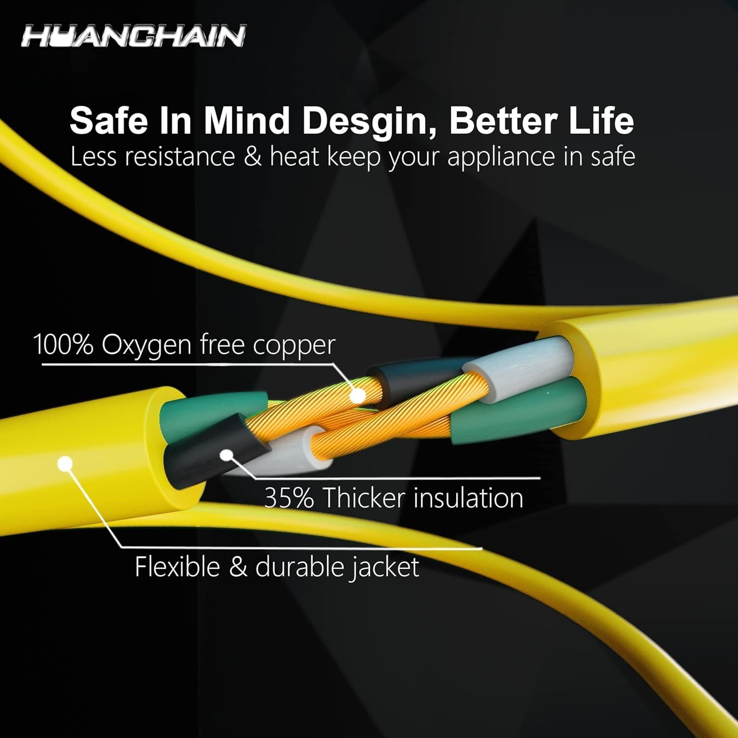 Flexible 50 Ft Heavy Duty Electric Cord – Waterproof & Cold-Resistant Design